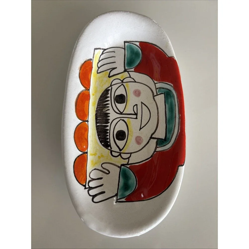 DeSimone Italian Pottery Small Oval Dish 298/16n Cubist Boy